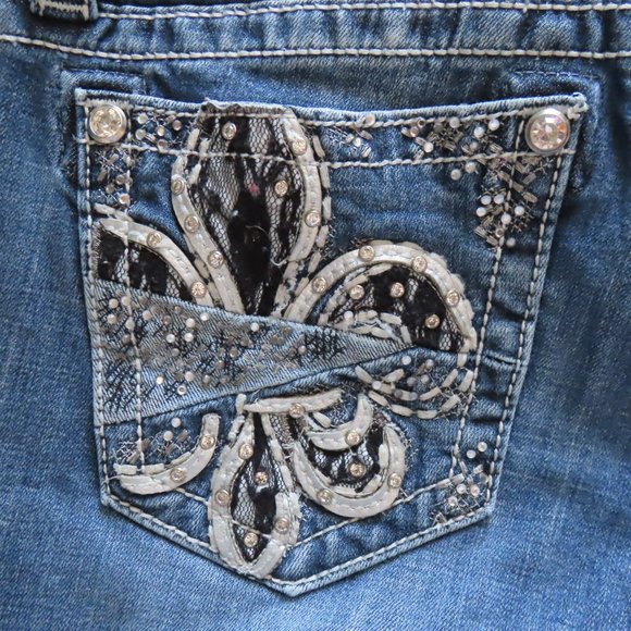 Miss Me Jeans Womens Blue Signature Slim Bootcut Embellished Denim Western sz 28 - Picture 8 of 12
